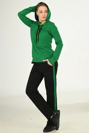 Женский спортивный костюм хлопок с длинным рукавом для спорта передние карманы Jiber