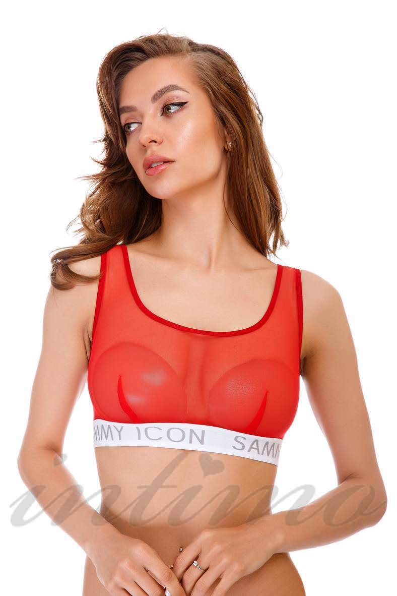 Top with soft cup, code 65006, art Red mesh top