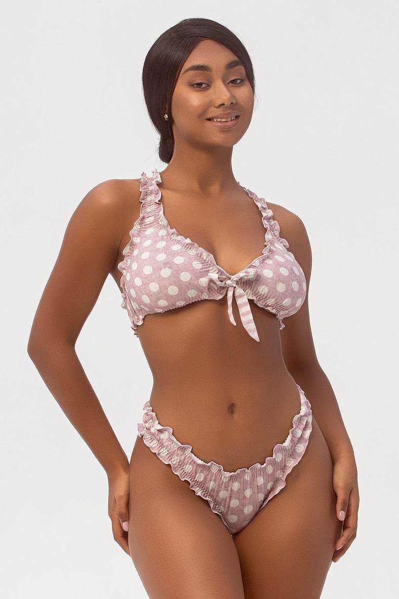Underwear set: bra with soft cup and thong panties, code 87099, art 67001-1330