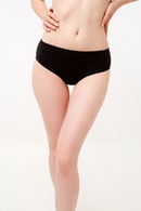 Black menstrual slip panties with extended protective gusset