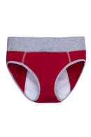 Menstrual slip panties with extended protective gusset
