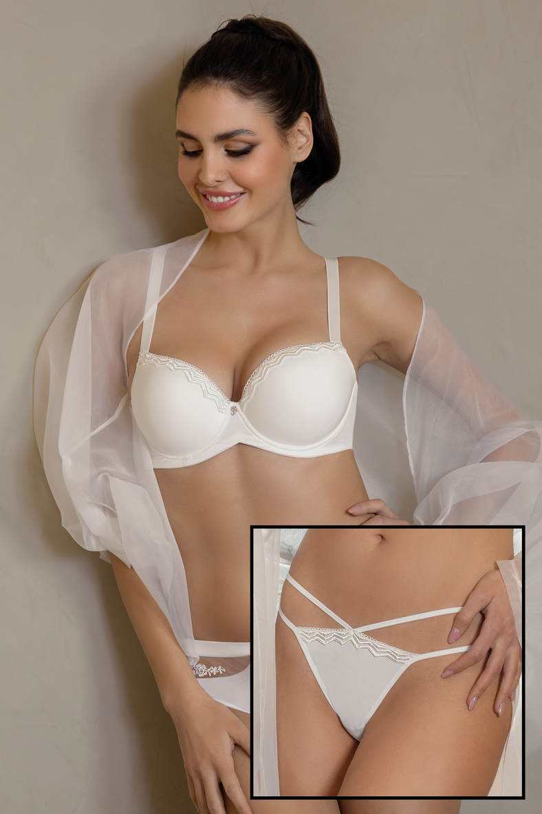 Lingerie set: bra with padded cup and thong panties, code 91072, art M6433