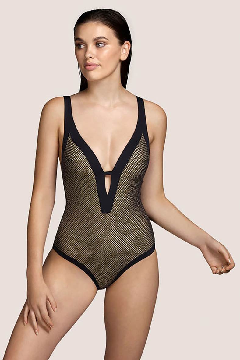One-piece swimsuit with padded cup (solid), code 92431, art 3410832