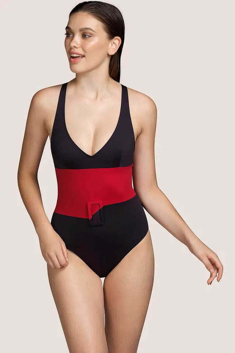 One-piece swimsuit with padded cup, code 92485, art 3410736